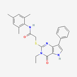 2-((3-ethyl-4-oxo-7-phenyl-4,5-dihydro-3H-pyrrolo[3,2-d]pyrimidin-2-yl)thio)-N-mesitylacetamide