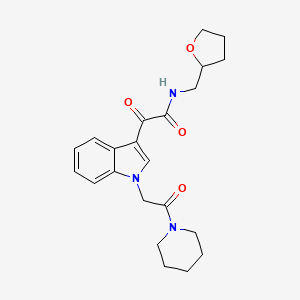 2-oxo-N-(oxolan-2-ylmethyl)-2-[1-(2-oxo-2-piperidin-1-ylethyl)indol-3-yl]acetamide