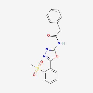 molecular formula C17H15N3O4S B2599871 N-[5-(2-methanesulfonylphenyl)-1,3,4-oxadiazol-2-yl]-2-phenylacetamide CAS No. 886925-43-5