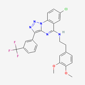 molecular formula C26H21ClF3N5O2 B2599918 7-chloro-N-(3,4-dimethoxyphenethyl)-3-(3-(trifluoromethyl)phenyl)-[1,2,3]triazolo[1,5-a]quinazolin-5-amine CAS No. 893789-72-5