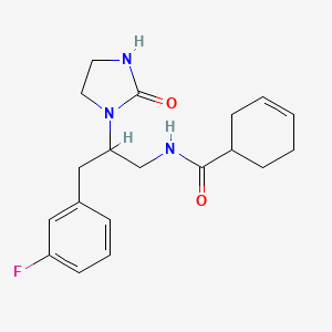 molecular formula C19H24FN3O2 B2599943 N-[3-(3-FLUOROPHENYL)-2-(2-OXOIMIDAZOLIDIN-1-YL)PROPYL]CYCLOHEX-3-ENE-1-CARBOXAMIDE CAS No. 1421489-97-5