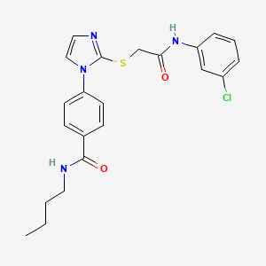 molecular formula C22H23ClN4O2S B2599950 N-butyl-4-[2-({[(3-chlorophenyl)carbamoyl]methyl}sulfanyl)-1H-imidazol-1-yl]benzamide CAS No. 1207056-00-5