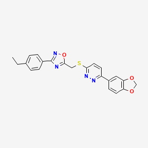 B2599963 3-(1,3-Benzodioxol-5-yl)-6-({[3-(4-ethylphenyl)-1,2,4-oxadiazol-5-yl]methyl}thio)pyridazine CAS No. 1111260-38-8