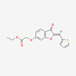 B2600010 (Z)-ethyl 2-((3-oxo-2-(thiophen-2-ylmethylene)-2,3-dihydrobenzofuran-6-yl)oxy)acetate CAS No. 623117-59-9