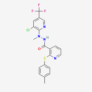 molecular formula C20H16ClF3N4OS B2600015 N'-[3-chloro-5-(trifluoromethyl)pyridin-2-yl]-N'-methyl-2-[(4-methylphenyl)sulfanyl]pyridine-3-carbohydrazide CAS No. 1024403-13-1