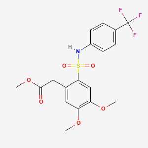 molecular formula C18H18F3NO6S B2600024 Methyl 2-[4,5-dimethoxy-2-[[4-(trifluoromethyl)phenyl]sulfamoyl]phenyl]acetate CAS No. 886498-97-1