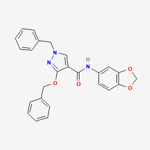 molecular formula C25H21N3O4 B2600045 N-(2H-1,3-benzodioxol-5-yl)-1-benzyl-3-(benzyloxy)-1H-pyrazole-4-carboxamide CAS No. 1013758-54-7