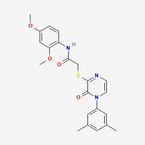 molecular formula C22H23N3O4S B2600049 N-(2,4-dimethoxyphenyl)-2-{[4-(3,5-dimethylphenyl)-3-oxo-3,4-dihydropyrazin-2-yl]sulfanyl}acetamide CAS No. 895108-11-9