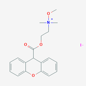 molecular formula C19H22INO4 B026001 Dimethyl(2-hydroxyethyl)methoxyammonium iodide 9-xanthenecarboxylate CAS No. 102571-27-7