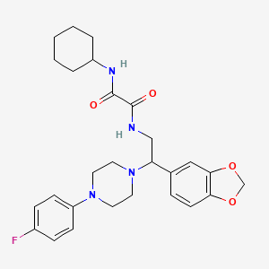 molecular formula C27H33FN4O4 B2600118 N-[2-(2H-1,3-benzodioxol-5-yl)-2-[4-(4-fluorophenyl)piperazin-1-yl]ethyl]-N'-cyclohexylethanediamide CAS No. 896360-67-1