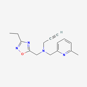 molecular formula C15H18N4O B2600123 N-[(3-Ethyl-1,2,4-oxadiazol-5-yl)methyl]-N-[(6-methylpyridin-2-yl)methyl]prop-2-yn-1-amine CAS No. 1436068-96-0