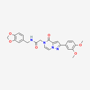 molecular formula C24H22N4O6 B2600135 N-(1,3-benzodioxol-5-ylmethyl)-2-[2-(3,4-dimethoxyphenyl)-4-oxopyrazolo[1,5-a]pyrazin-5(4H)-yl]acetamide CAS No. 941876-88-6