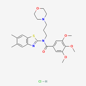 molecular formula C26H34ClN3O5S B2600159 N-(5,6-dimethylbenzo[d]thiazol-2-yl)-3,4,5-trimethoxy-N-(3-morpholinopropyl)benzamide hydrochloride CAS No. 1215677-51-2