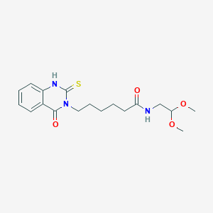 molecular formula C18H25N3O4S B2600182 N-(2,2-dimethoxyethyl)-6-(4-oxo-2-sulfanylidene-1,2,3,4-tetrahydroquinazolin-3-yl)hexanamide CAS No. 422276-22-0