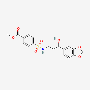 molecular formula C18H19NO7S B2600188 methyl 4-(N-(3-(benzo[d][1,3]dioxol-5-yl)-3-hydroxypropyl)sulfamoyl)benzoate CAS No. 1421443-25-5