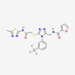 molecular formula C20H16F3N7O3S2 B2600192 N-{[5-({[(5-METHYL-1,3,4-THIADIAZOL-2-YL)CARBAMOYL]METHYL}SULFANYL)-4-[3-(TRIFLUOROMETHYL)PHENYL]-4H-1,2,4-TRIAZOL-3-YL]METHYL}FURAN-2-CARBOXAMIDE CAS No. 310450-58-9