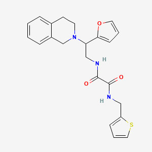 molecular formula C22H23N3O3S B2600210 N'-[2-(furan-2-yl)-2-(1,2,3,4-tetrahydroisoquinolin-2-yl)ethyl]-N-[(thiophen-2-yl)methyl]ethanediamide CAS No. 903325-61-1