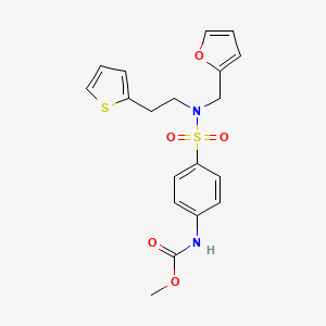 molecular formula C19H20N2O5S2 B2600217 methyl (4-(N-(furan-2-ylmethyl)-N-(2-(thiophen-2-yl)ethyl)sulfamoyl)phenyl)carbamate CAS No. 1797075-83-2