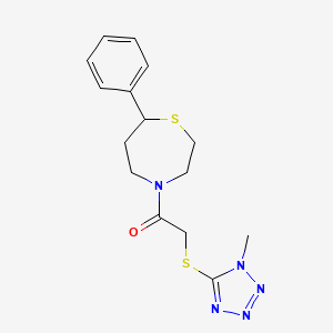 B2600237 2-((1-methyl-1H-tetrazol-5-yl)thio)-1-(7-phenyl-1,4-thiazepan-4-yl)ethanone CAS No. 1797092-23-9