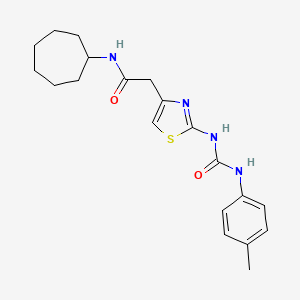molecular formula C20H26N4O2S B2600253 N-cycloheptyl-2-(2-{[(4-methylphenyl)carbamoyl]amino}-1,3-thiazol-4-yl)acetamide CAS No. 923221-41-4