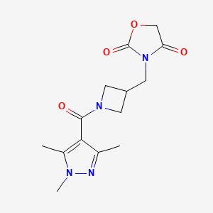 3-((1-(1,3,5-trimethyl-1H-pyrazole-4-carbonyl)azetidin-3-yl)methyl)oxazolidine-2,4-dione