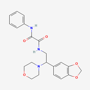 molecular formula C21H23N3O5 B2600325 N-[2-(2H-1,3-benzodioxol-5-yl)-2-(morpholin-4-yl)ethyl]-N'-phenylethanediamide CAS No. 887218-36-2