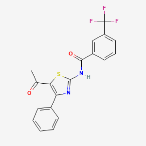 molecular formula C19H13F3N2O2S B2600330 N-(5-acetyl-4-phenyl-1,3-thiazol-2-yl)-3-(trifluoromethyl)benzamide CAS No. 330189-82-7