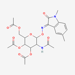 (E)-5-acetamido-2-(acetoxymethyl)-6-(((1,5-dimethyl-2-oxoindolin-3-ylidene)amino)oxy)tetrahydro-2H-pyran-3,4-diyl diacetate