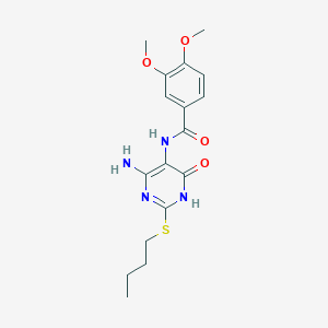molecular formula C17H22N4O4S B2600344 N-(4-amino-2-(butylthio)-6-oxo-1,6-dihydropyrimidin-5-yl)-3,4-dimethoxybenzamide CAS No. 868226-81-7