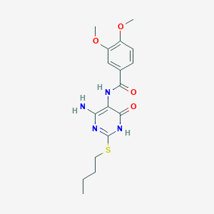 N-(4-amino-2-(butylthio)-6-oxo-1,6-dihydropyrimidin-5-yl)-3,4-dimethoxybenzamide