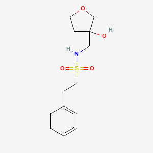 molecular formula C13H19NO4S B2600353 N-[(3-hydroxyoxolan-3-yl)methyl]-2-phenylethane-1-sulfonamide CAS No. 1916149-54-6