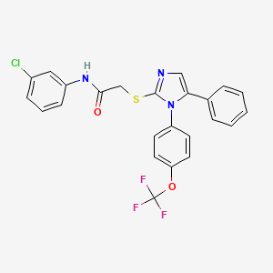 molecular formula C24H17ClF3N3O2S B2600357 N-(3-chlorophenyl)-2-((5-phenyl-1-(4-(trifluoromethoxy)phenyl)-1H-imidazol-2-yl)thio)acetamide CAS No. 1226457-15-3