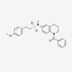molecular formula C25H26N2O4S B2600372 N-(1-benzoyl-1,2,3,4-tetrahydroquinolin-6-yl)-2-(4-methoxyphenyl)ethane-1-sulfonamide CAS No. 1021117-14-5