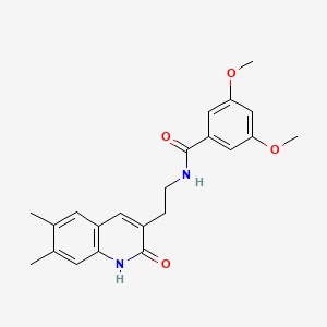 molecular formula C22H24N2O4 B2600374 N-(2-(6,7-dimethyl-2-oxo-1,2-dihydroquinolin-3-yl)ethyl)-3,5-dimethoxybenzamide CAS No. 851096-10-1