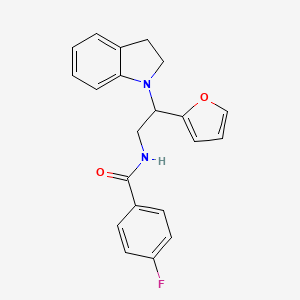 4-fluoro-N-(2-(furan-2-yl)-2-(indolin-1-yl)ethyl)benzamide