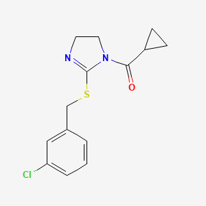 (2-((3-chlorobenzyl)thio)-4,5-dihydro-1H-imidazol-1-yl)(cyclopropyl)methanone