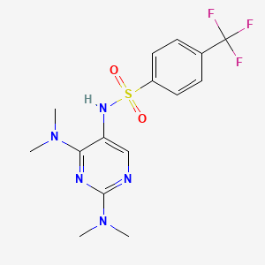 molecular formula C15H18F3N5O2S B2600434 N-(2,4-bis(dimethylamino)pyrimidin-5-yl)-4-(trifluoromethyl)benzenesulfonamide CAS No. 1448125-72-1