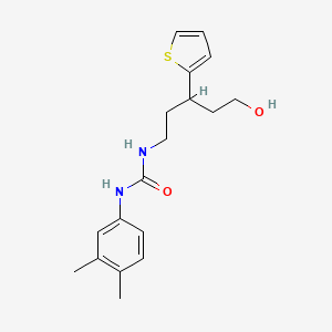 molecular formula C18H24N2O2S B2600437 1-(3,4-Dimethylphenyl)-3-(5-hydroxy-3-(thiophen-2-yl)pentyl)urea CAS No. 2034481-74-6