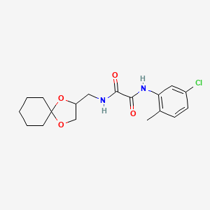 molecular formula C18H23ClN2O4 B2600439 N1-(1,4-dioxaspiro[4.5]decan-2-ylmethyl)-N2-(5-chloro-2-methylphenyl)oxalamide CAS No. 941996-01-6