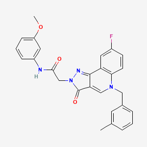 molecular formula C27H23FN4O3 B2600465 2-{8-fluoro-5-[(3-methylphenyl)methyl]-3-oxo-2H,3H,5H-pyrazolo[4,3-c]quinolin-2-yl}-N-(3-methoxyphenyl)acetamide CAS No. 1189953-22-7