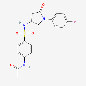 molecular formula C18H18FN3O4S B2600529 N-(4-(N-(1-(4-fluorophenyl)-5-oxopyrrolidin-3-yl)sulfamoyl)phenyl)acetamide CAS No. 896314-83-3