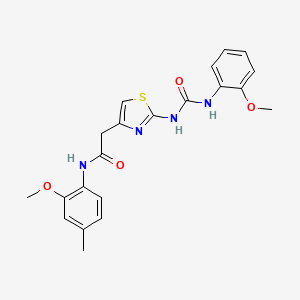 molecular formula C21H22N4O4S B2600545 N-(2-methoxy-4-methylphenyl)-2-(2-{[(2-methoxyphenyl)carbamoyl]amino}-1,3-thiazol-4-yl)acetamide CAS No. 897614-10-7