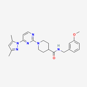 molecular formula C23H28N6O2 B2600550 1-[4-(3,5-dimethyl-1H-pyrazol-1-yl)pyrimidin-2-yl]-N-[(3-methoxyphenyl)methyl]piperidine-4-carboxamide CAS No. 1251577-17-9