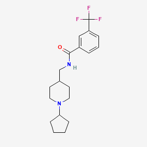 molecular formula C19H25F3N2O B2600559 N-[(1-cyclopentylpiperidin-4-yl)methyl]-3-(trifluoromethyl)benzamide CAS No. 954020-02-1