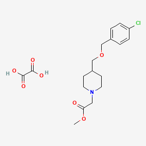 molecular formula C18H24ClNO7 B2600599 Methyl 2-(4-(((4-chlorobenzyl)oxy)methyl)piperidin-1-yl)acetate oxalate CAS No. 1396768-41-4