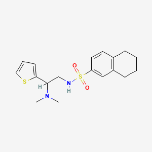 molecular formula C18H24N2O2S2 B2600635 N-(2-(dimethylamino)-2-(thiophen-2-yl)ethyl)-5,6,7,8-tetrahydronaphthalene-2-sulfonamide CAS No. 941872-43-1