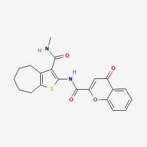 molecular formula C21H20N2O4S B2600664 N-[3-(methylcarbamoyl)-4H,5H,6H,7H,8H-cyclohepta[b]thiophen-2-yl]-4-oxo-4H-chromene-2-carboxamide CAS No. 868965-80-4