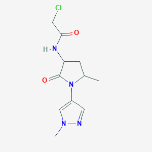 molecular formula C11H15ClN4O2 B2600686 2-chloro-N-[5-methyl-1-(1-methyl-1H-pyrazol-4-yl)-2-oxopyrrolidin-3-yl]acetamide CAS No. 2411199-65-8