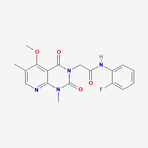 molecular formula C18H17FN4O4 B2600688 N-(2-fluorophenyl)-2-(5-methoxy-1,6-dimethyl-2,4-dioxo-1,2-dihydropyrido[2,3-d]pyrimidin-3(4H)-yl)acetamide CAS No. 941984-03-8
