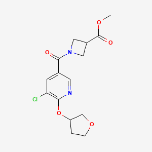 molecular formula C15H17ClN2O5 B2600718 methyl 1-[5-chloro-6-(oxolan-3-yloxy)pyridine-3-carbonyl]azetidine-3-carboxylate CAS No. 1903239-45-1
